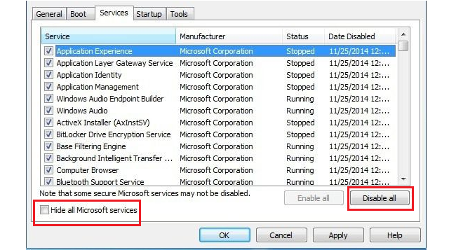 Hide all Microsoft services checkbox option