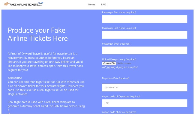 Fake Air Tickets